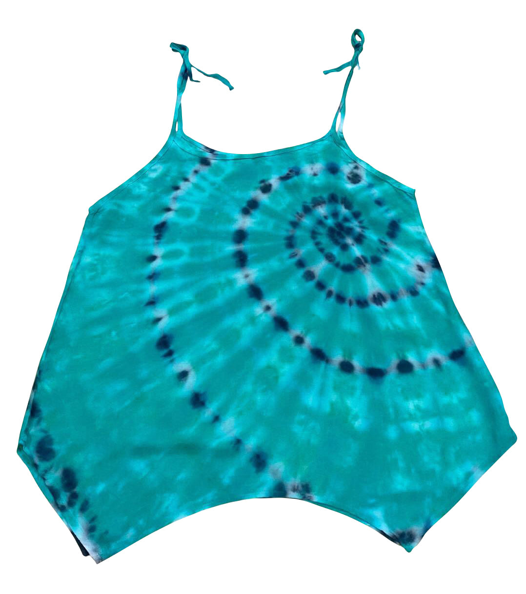 Cami Camisole Teen & Women, One Size Free Size Fit 0 to 8, Handmade Tie Dyed - Teal Turquoise