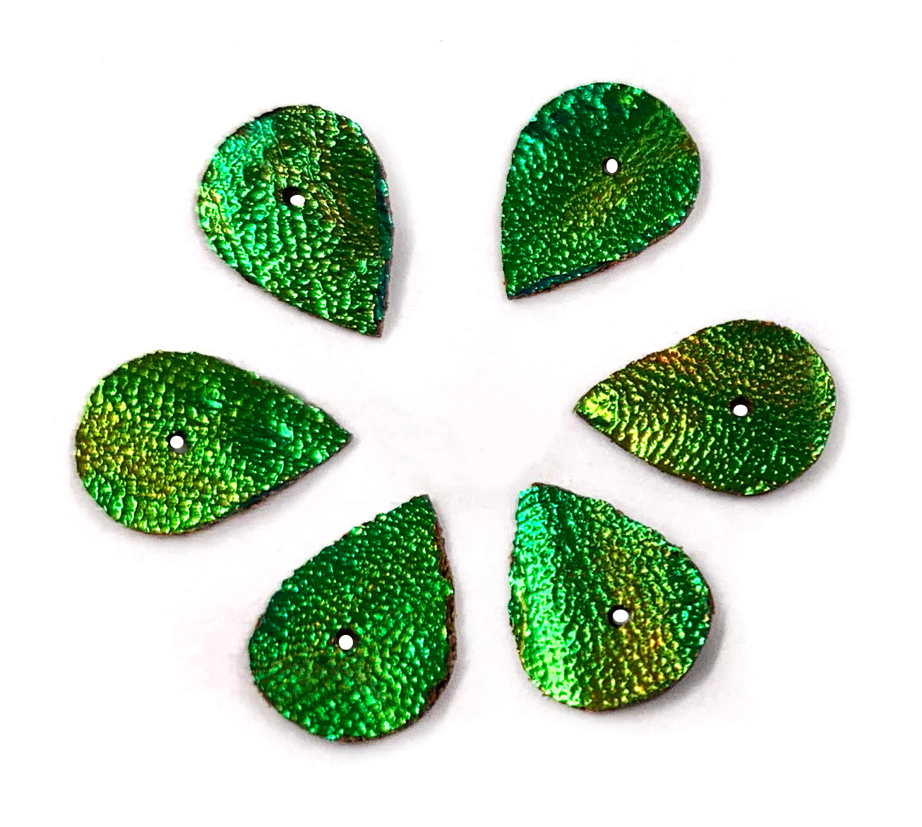 Jewel Beetle Wings DRILLED with HOLE 100 Pcs Natural Wings - Raindrop 1 x 0.5 CM