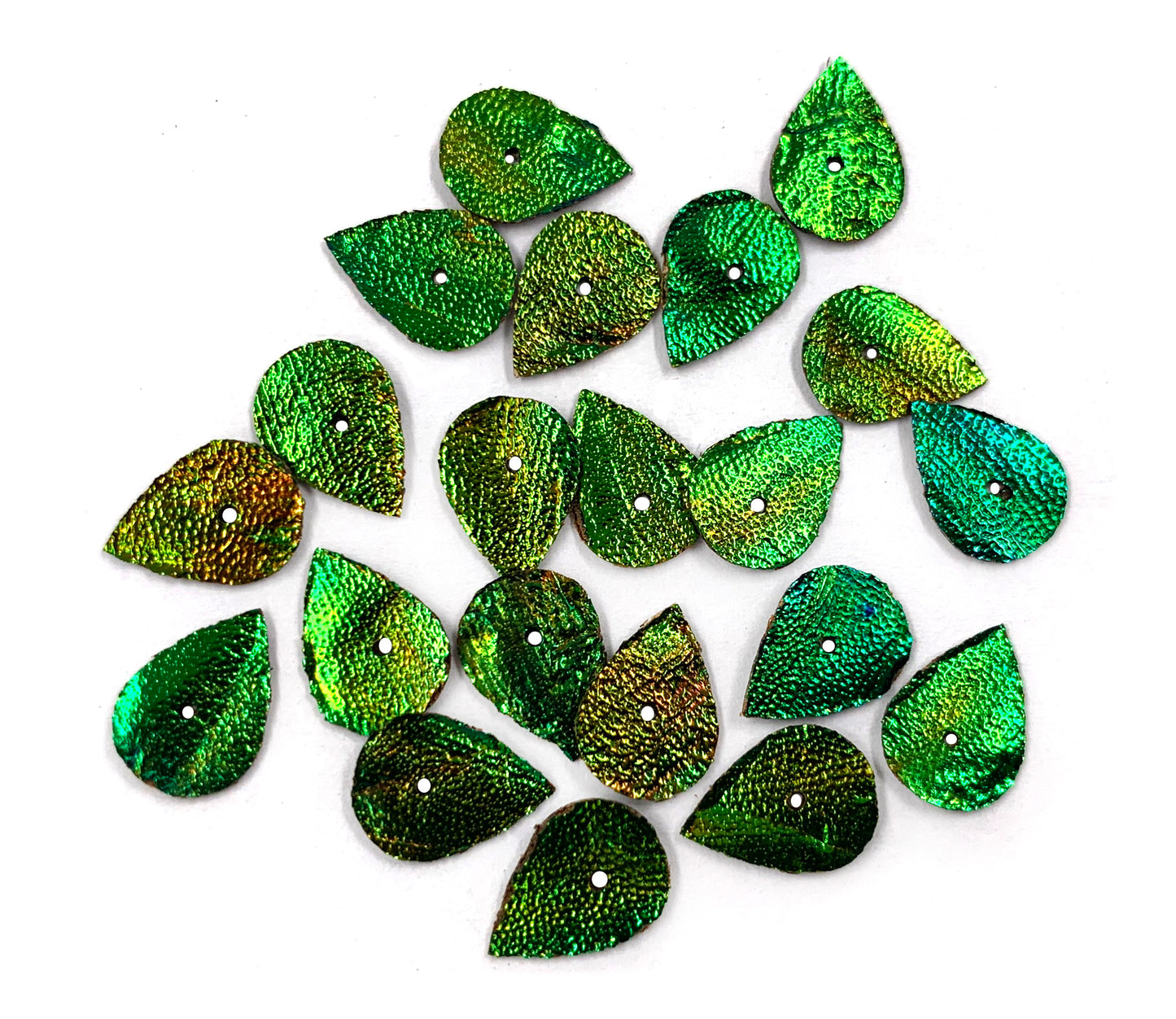 Jewel Beetle Wings UNDRILLED NO-HOLE 100 Pcs Natural Wings - RAINDROP 1 CM x 0.5 CM