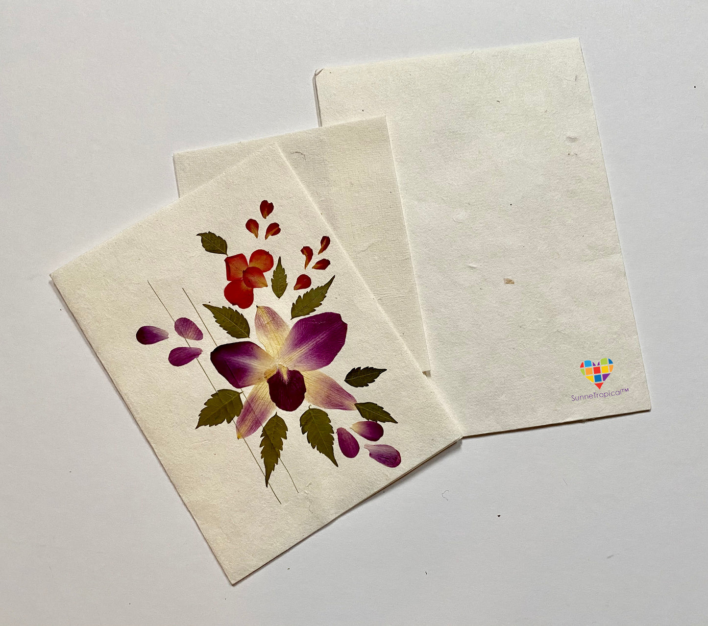 Handmade Cards 5x7 inch Real Dried Flowers Random Pack (3 Sonia Orchid)