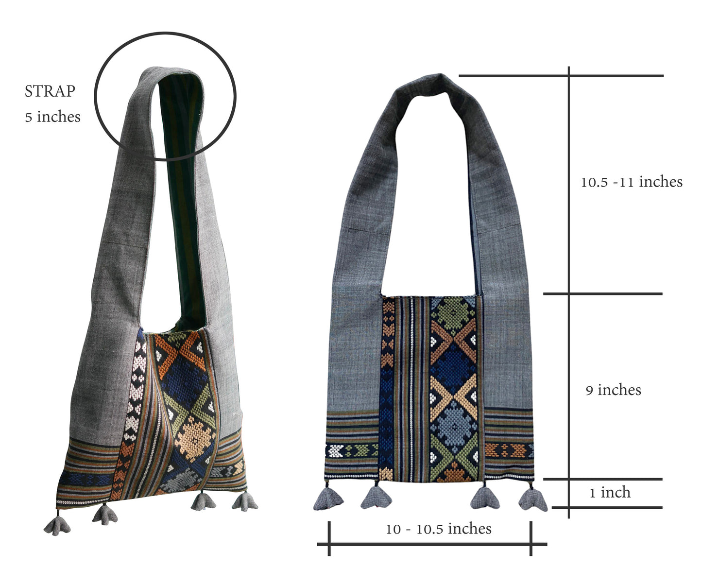 Handwoven Hand-dyed (1) Handmade PRAE-WA MINI shoulder bag tote bag Sunne Tropical - ASK GREY