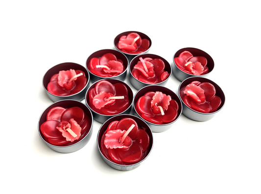 Orchid Vanda Flower Set of 10 Tealight Candles (Red)