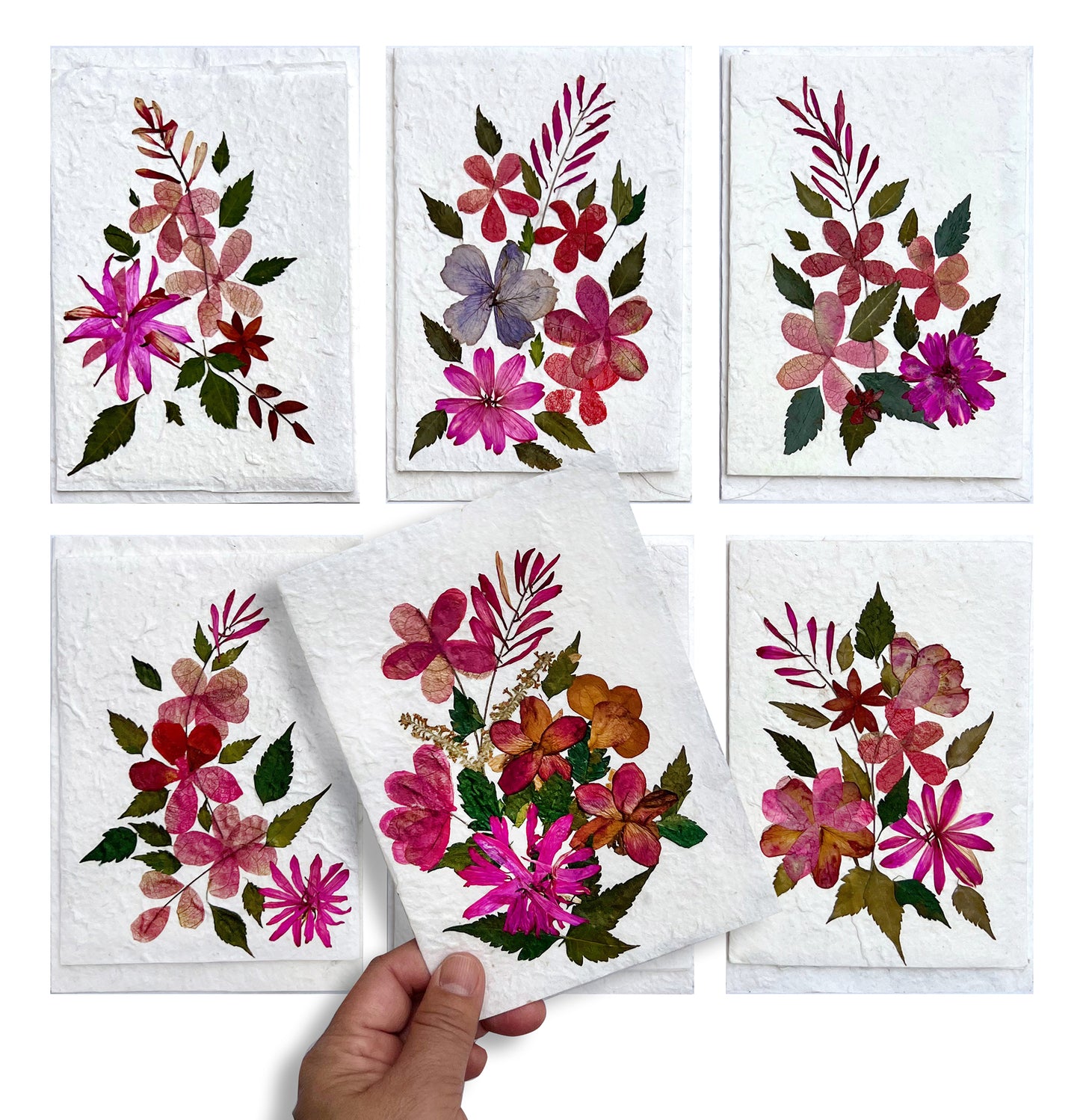 Handmade Mulberry Paper Greeting Card  5x7 Inch Random Pack (6 Random Delight)