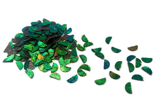 Jewel Beetle Wings UNDRILLED NO-HOLE 100 Pcs Natural Wings - SEMICIRCLE 5 MM