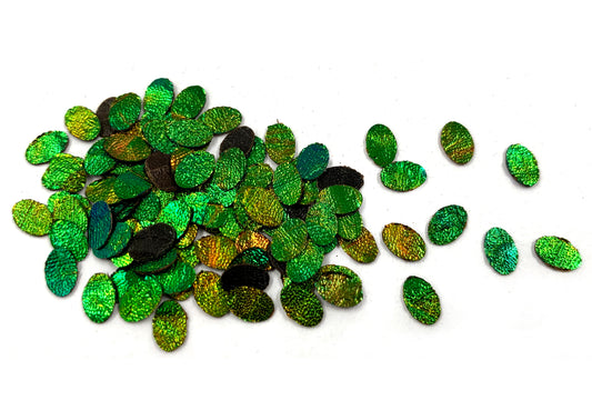 Jewel Beetle Wings UNDRILLED NO-HOLE 100 Pcs Natural Wings - OVAL  4 X 6 MM