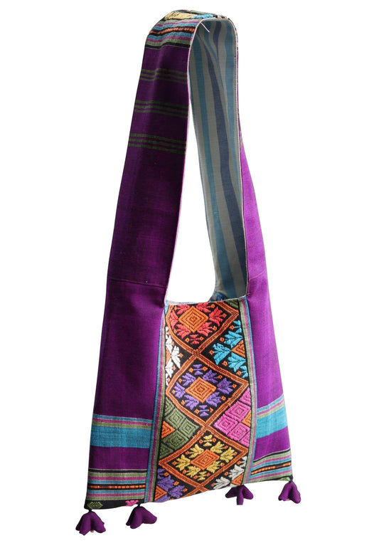 Handwoven Hand-dyed Handmade ETHNICS MINI shoulder bag tote bag Sunne Tropical - PURPLE ORCHID