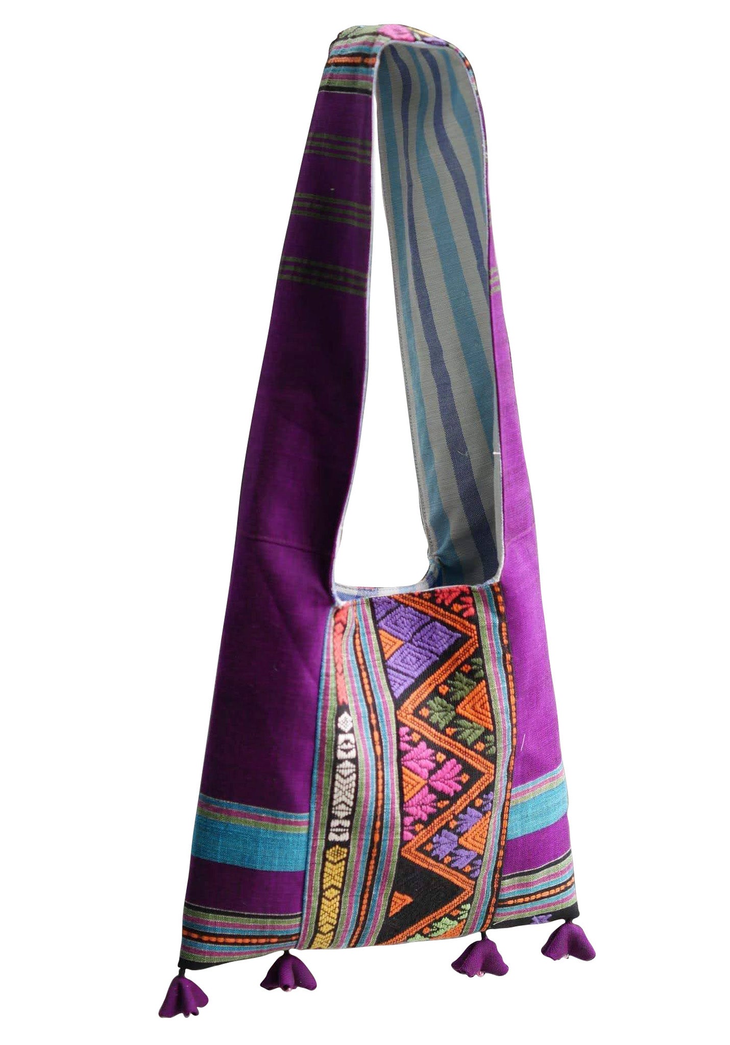Handwoven Hand-dyed Handmade ETHNICS MINI shoulder bag tote bag Sunne Tropical - PURPLE ORCHID