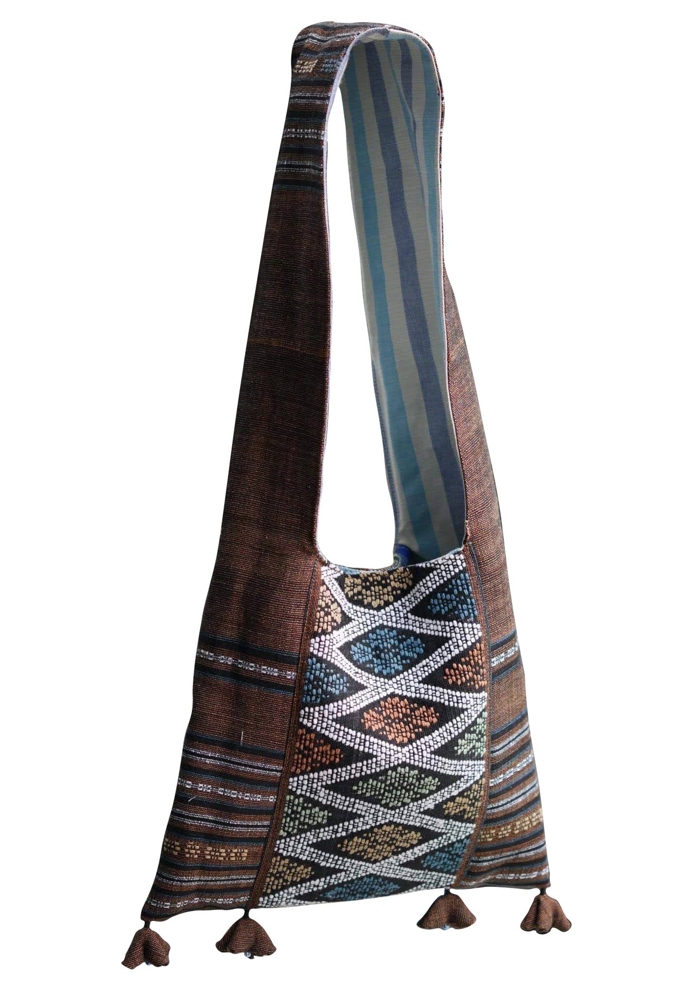 Handwoven Hand-dyed Handmade ETHNICS MINI shoulder bag tote bag Sunne Tropical - BROWN CHOCOLATE