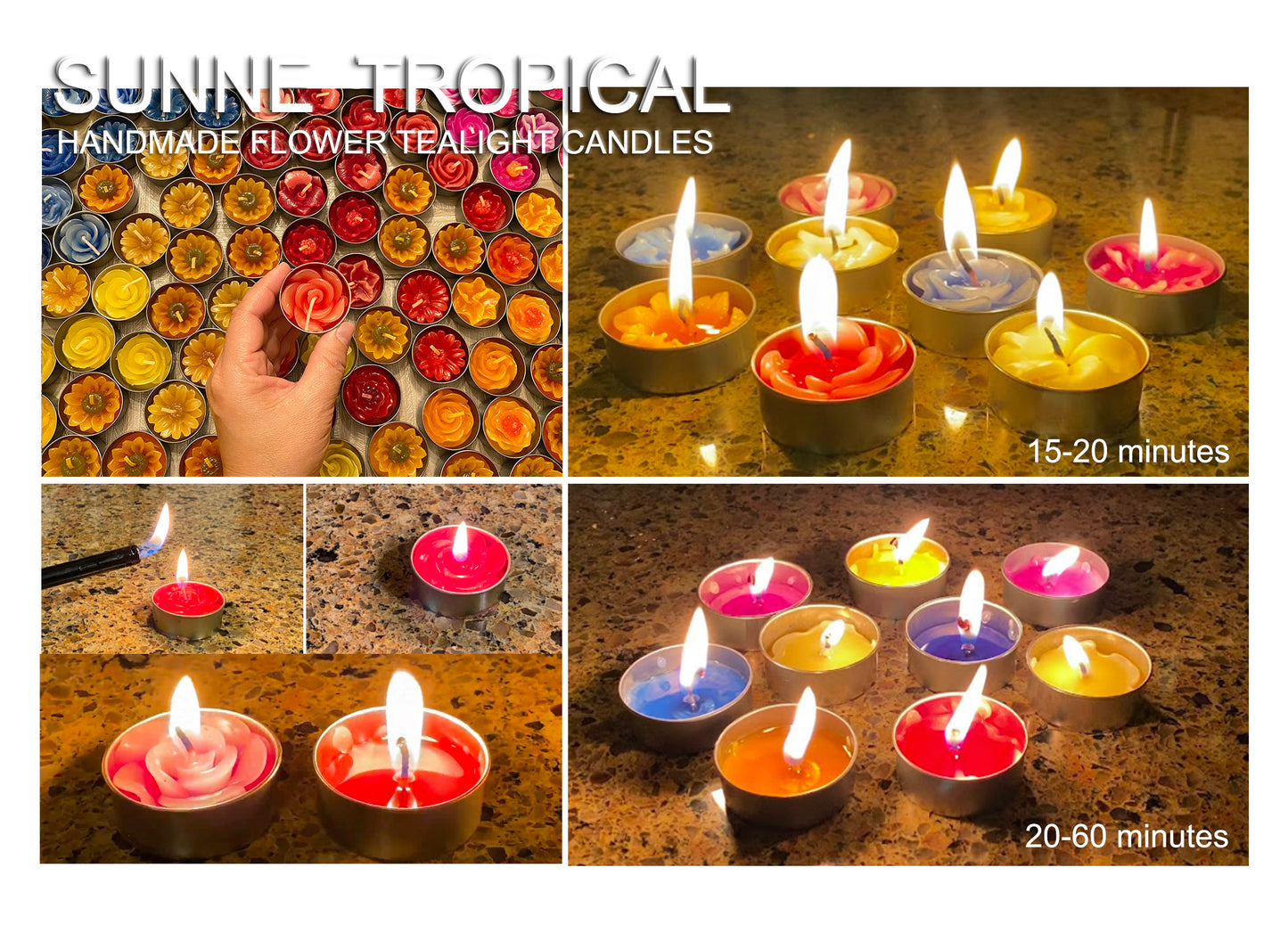 Plumeria Hawaiian Flower Set of 10 Tealight Candles (Multi-Color)