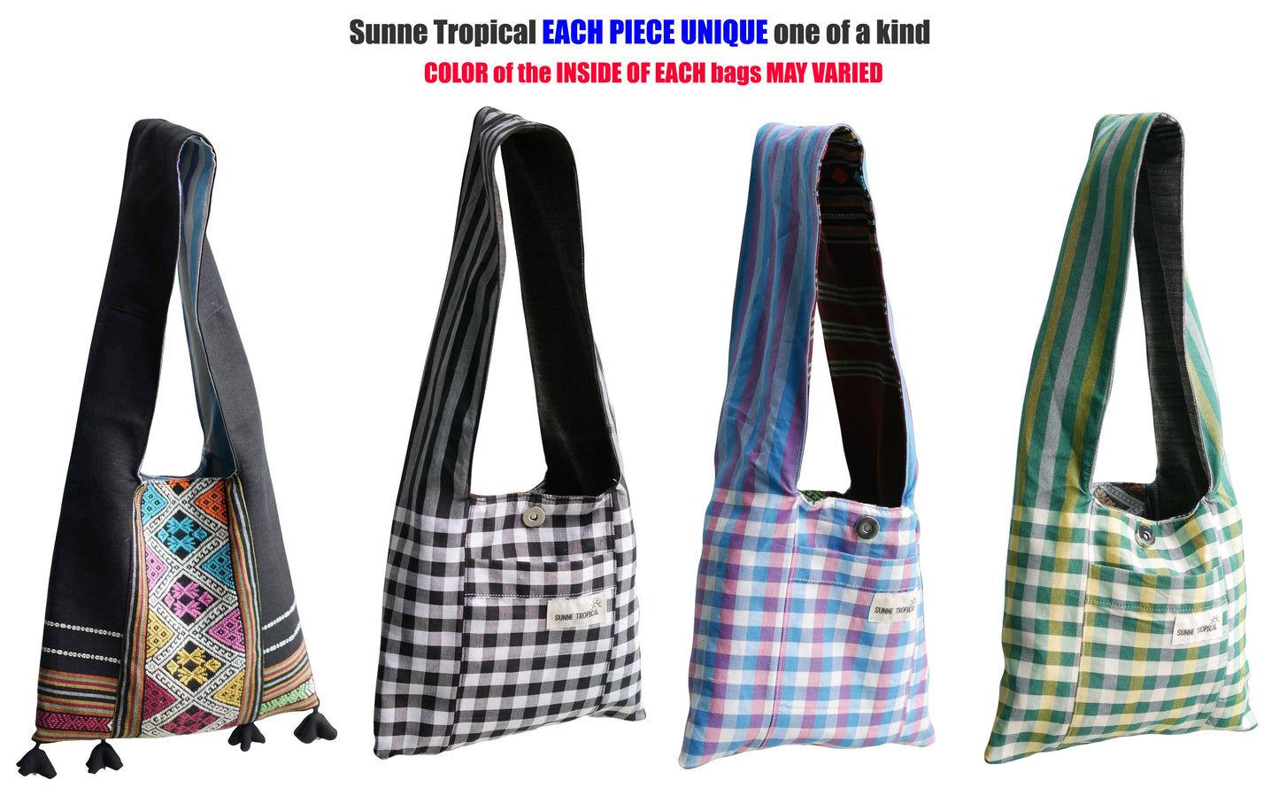 Handwoven Hand-dyed Handmade ETHNICS MINI shoulder bag tote bag Sunne Tropical - BROWN CHOCOLATE